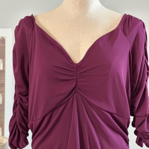 Elegant Burgundy Ruched Torrid Plus Evening Gown - Picture 2 of 8